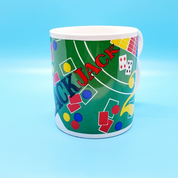 Black Jack die in handle beverage coffee mug Vegas casino gambling cards Poker - Picture 2 of 7